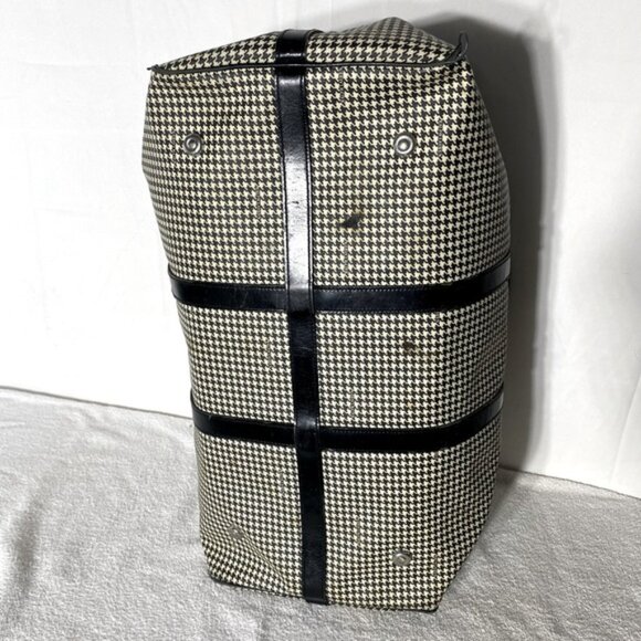 SOLD-Vintage Polo Ralph Lauren Houndstooth Coated Canvas Leather Duffle Bag RARE - Picture 7 of 16
